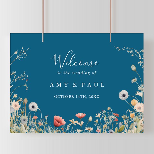 Poster Boas-vindas para Casamento de Wildflower Boho Nava (Criador carregado)