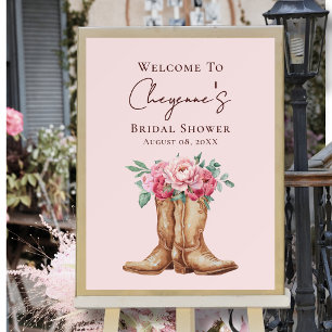 Poster Boas-vindas para Chá de Bebê Rústico de Cowgirl co