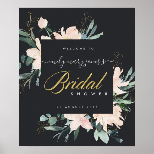 POSTER BOAS-VINDAS PARA CHÁ DE NOIVA COM AQUITARELA FLORA (Frente)
