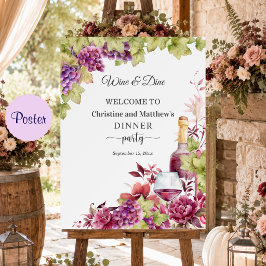 Poster Boas-vindas para Jantar Chic Wine and Dine