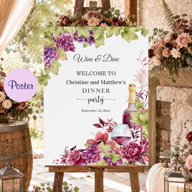 Poster Boas-vindas para Jantar Chic Wine and Dine (Criador carregado)