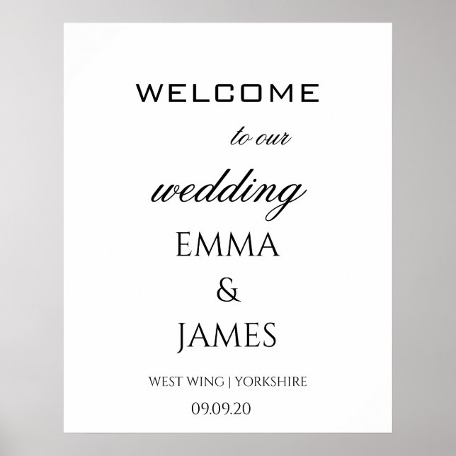 Poster Boas-vindas personalizadas do Casamento Branco Ele (Frente)
