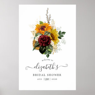Poster Boas-vindas Rústicas de Chuva de Arroz Floral de O
