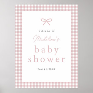 Poster Boas-vindas Simples de Babá Chá de Bebê Menina em