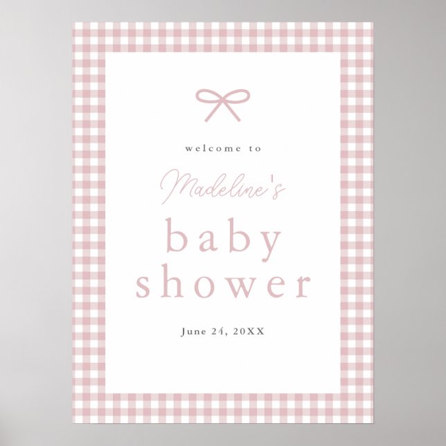 Poster Boas-vindas Simples de Babá Chá de Bebê Menina em  (Frente)