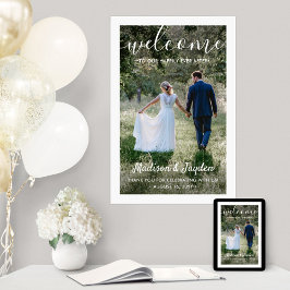 Poster Boas-vindas Simples Foto de Script Branco Moderno