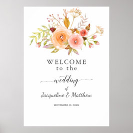 Poster Boas-vindas White Floral Damask Watercolor