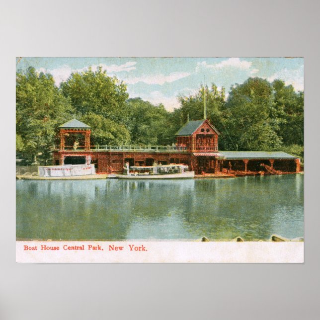 Póster Boat House, Central Park, Nova Iorque 1918 Vinta (Frente)