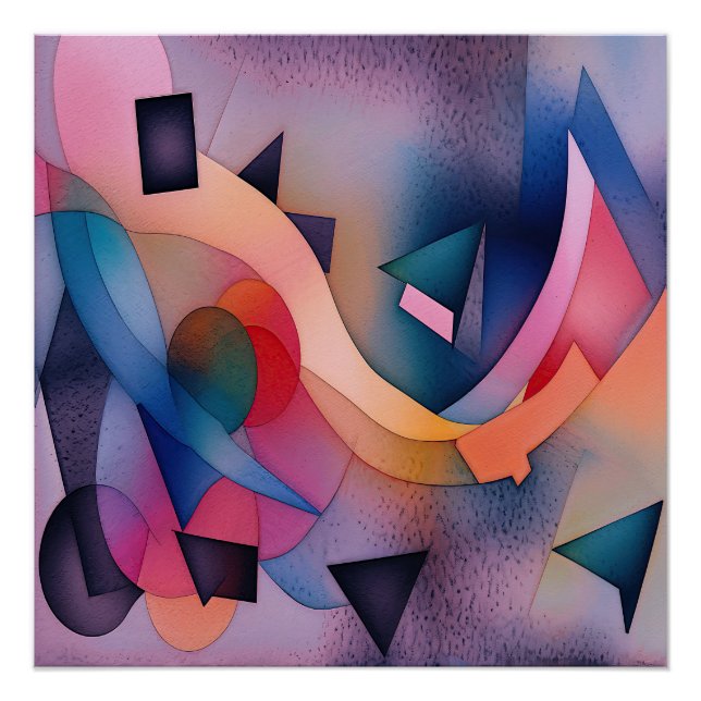 Póster "Boat On Water" Arte Abstrato Contemporânea (Frente)