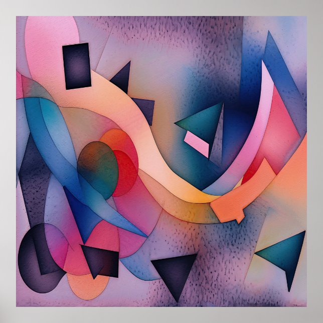 Poster "Boat On Water" Arte Abstrato Contemporânea (Frente)