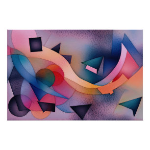 Póster "Boat On Water" Arte Abstrato Contemporânea