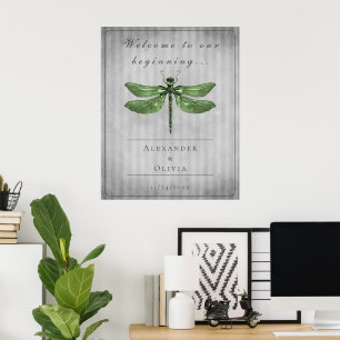 Poster Boate de Dragonfly Verde Bem-vindo