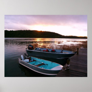 Póster Boats by the Dock at Sundown