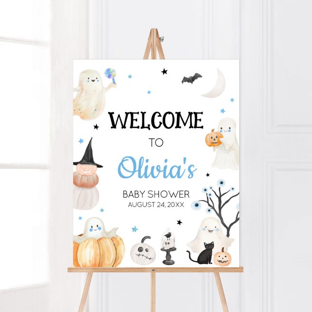 Poster Boazinha do Dia das Bruxas Boas-Vindas (A Little Boo Baby Shower Welcome Sign)