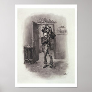 Poster Bob Cratchit e Tim minúsculo, 'de Charles Dickens