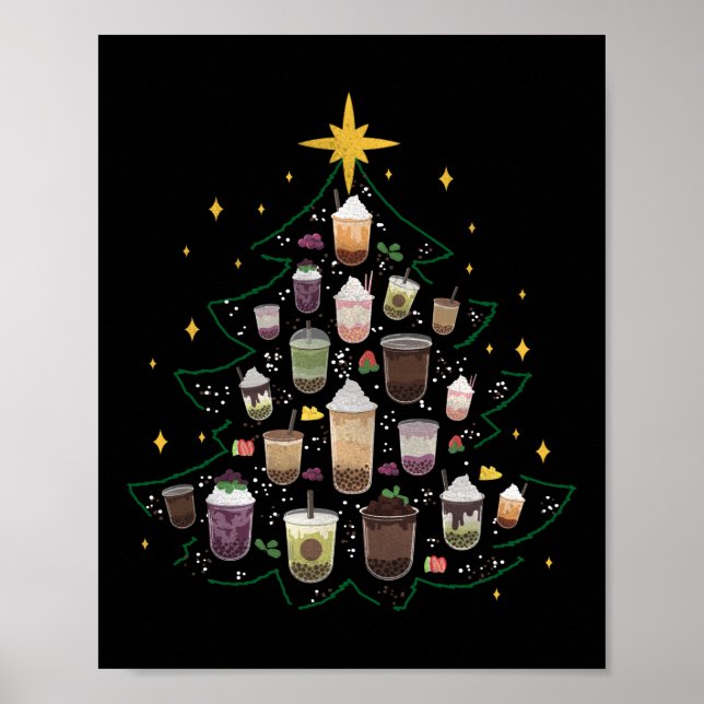 Poster Boba Bubble Tea Christmas Tree (Frente)