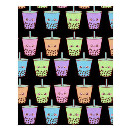 Póster Boba Milk Tea Flavors