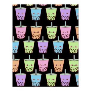 Póster Boba Milk Tea Flavors