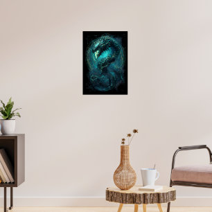 Poster Bobina Espectral Serpente Cyberpunk Arte Sombria