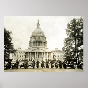 Póster Bobinas de motocicleta do 1920 do vintage na C.C.