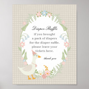 Poster Bobo Beige Gingham Floral Fralda Raffle Sig