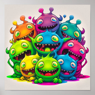 Poster Bobo - Criaturas sorridentes coloridas