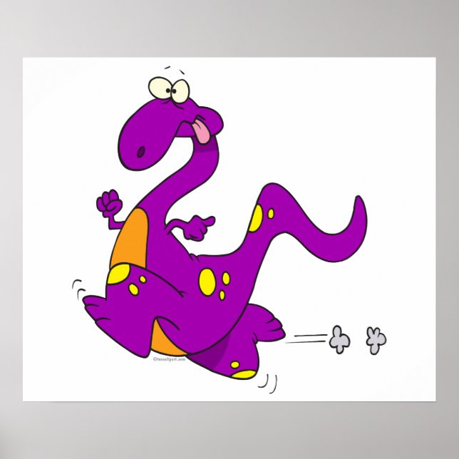 Póster bobo de desenho animado roxo de dinossauros (Frente)