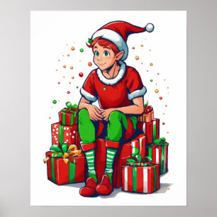 Poster Bobo Engraçado Natal Papai Noel Elf Kid
