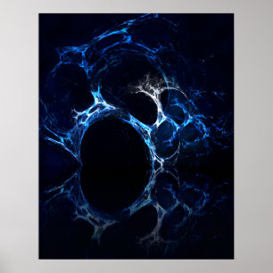 Póster Boca azul enluarada da caverna, Fractal art.