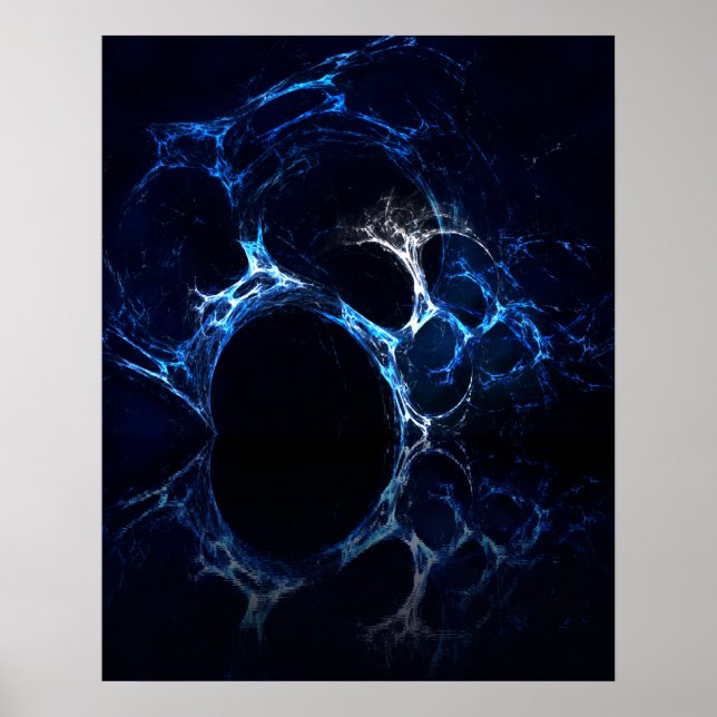 Póster Boca-Caverna Azul-Ligada, Arte Fractal. (Frente)