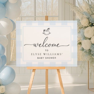 Poster Bochecha Azul Gingham Bem-Vindo