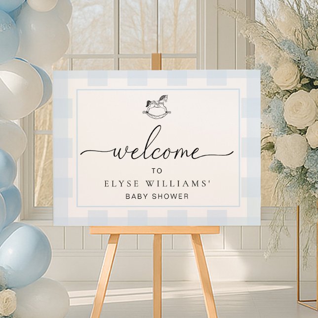 Poster Bochecha Azul Gingham Bem-Vindo (Criador carregado)