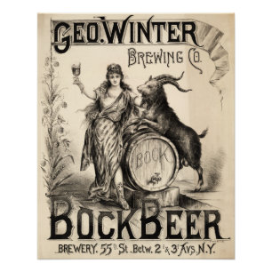 Póster Bock Beer Breer Co Vintage Antique Rustic Brewer