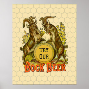 Poster Bock Beer Goats Vintage Publicidade