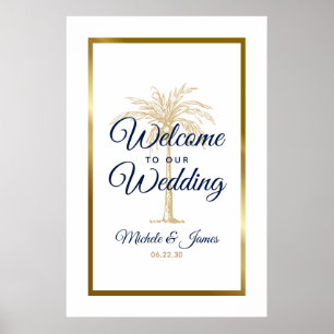Poster Bodas-vindas ao Marinho Dourado Palm Tree