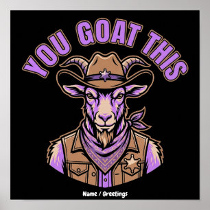 Poster Bode Cowboy Engraçado Trocadilho Motivacional Desi