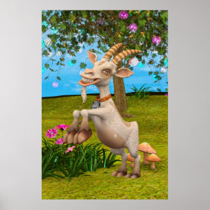 Poster Bode de desenho animado engraçado arte de jardim a