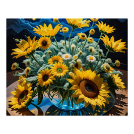 Póster Bodegón Flores y Noche 1 - 001