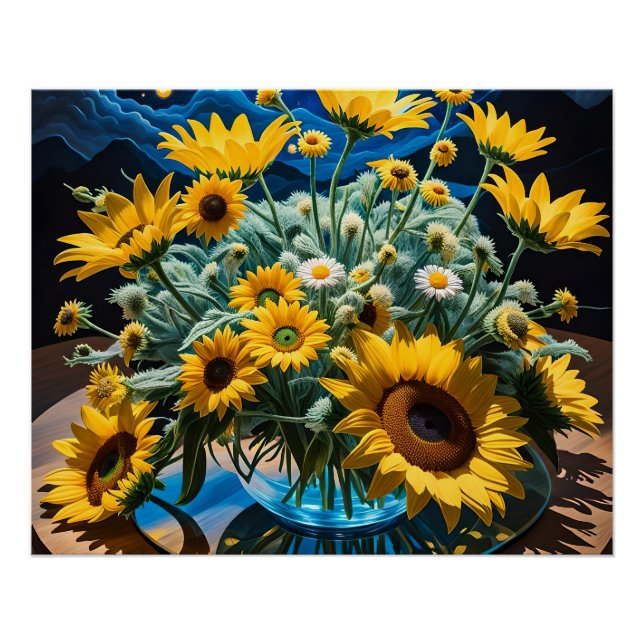 Póster Bodegón Flores y Noche 1 - 001 (Frente)