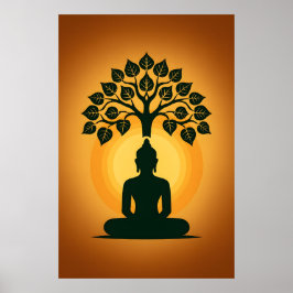 Poster Bodhi Tree Buddha Meditation Art - Zen Spiritual E