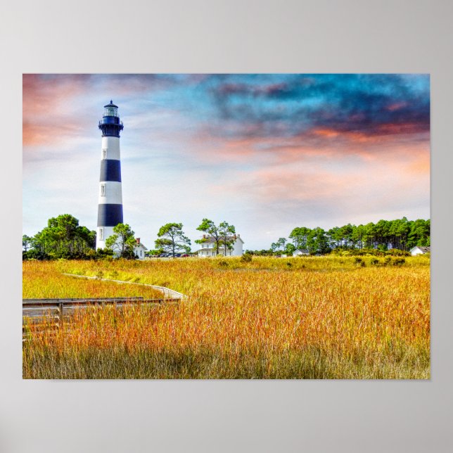 Poster Bodie Lighthouse Outer Banks North Carolina Art (Frente)