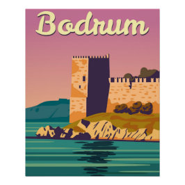 Póster Bodrum Castle retro poster, estância turca