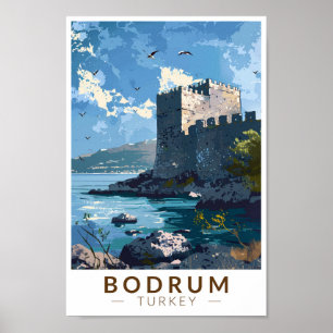 Poster Bodrum Castle Turkey Viagem Art Vintage