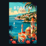 Poster Bodrum Turkey Viagem Art Vintage<br><div class="desc">Bodrum retro vetor viagem design. Bodrum é uma cidade na Península de Bodrum,  que se estende da costa sudoeste da Turquia para o Mar Egeu. A cidade apresenta baías gêmeas com vistas do Castelo de Bodrum.</div>