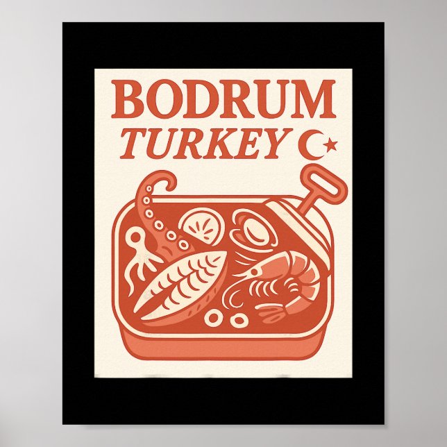 Poster Bodrum Turquia Lembrança Comida Turca E Desenho De (Frente)