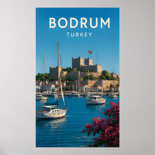 Poster ⛵ Bodrum Turquia Vista do Castelo e do Porto de Ma
