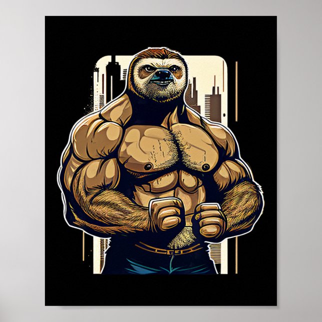 Poster Bodybuilder Sloth Funny Bodybuilding Sloth Malhaçã (Frente)