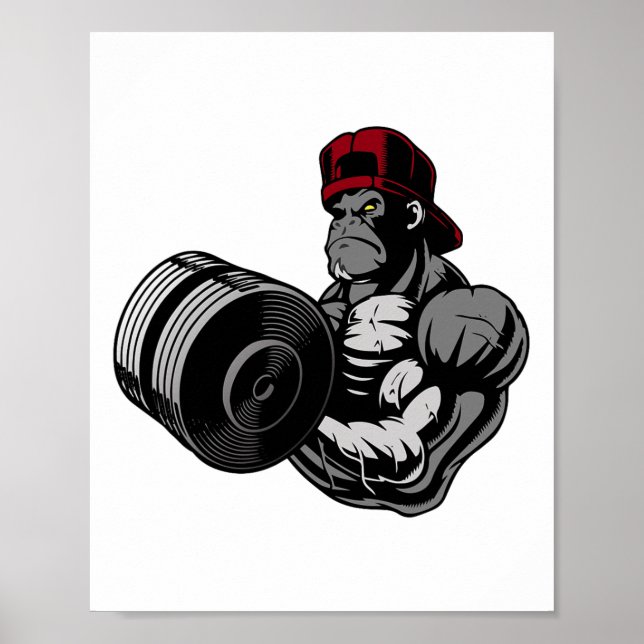 Poster Bodybuilding Gorilla Workout Gym Strength Training (Frente)