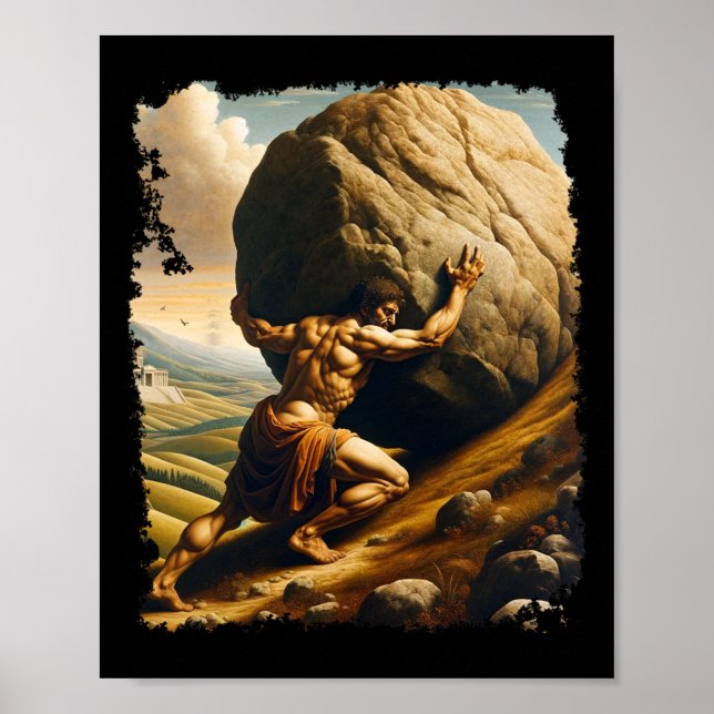 Poster Bodybuilding Sisyphus Endurance Clic Art Greek Myt (Frente)