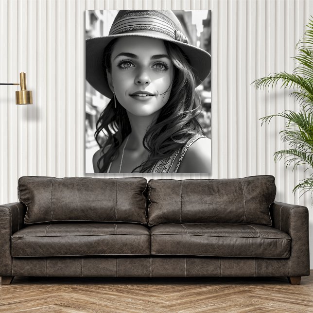 Poster Boêmia Negra e Branca - Arte IA Genérica (Criador carregado)